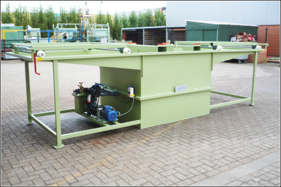 Disinfection bin with fork-lift frame