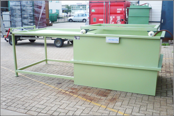 Disinfection bin with fork-lift frame